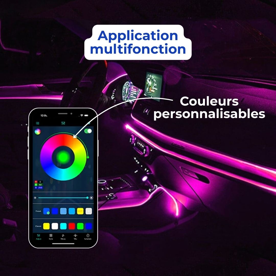 Luxeo™ - Bande LED Personnalisable pour Voiture